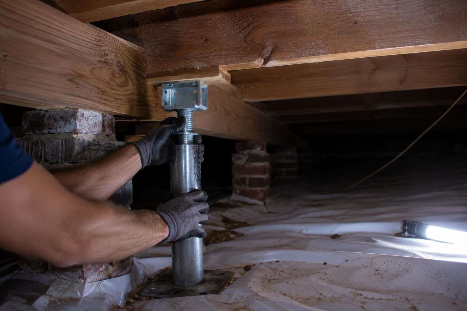Crawl space repair pier support installation in Lafayette LA